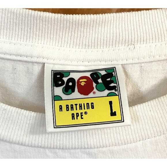 A Bathing Ape BAPE Hexagram College Tee White Blue Mens Large T-Shirt - Picture 6 of 12